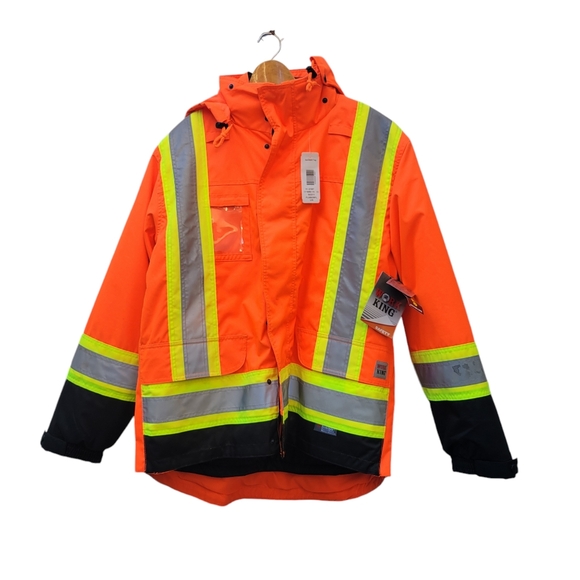 Work King Men's S42611 High Visibility 5-in-1 Safety System Jacket / Vest - Picture 3 of 13